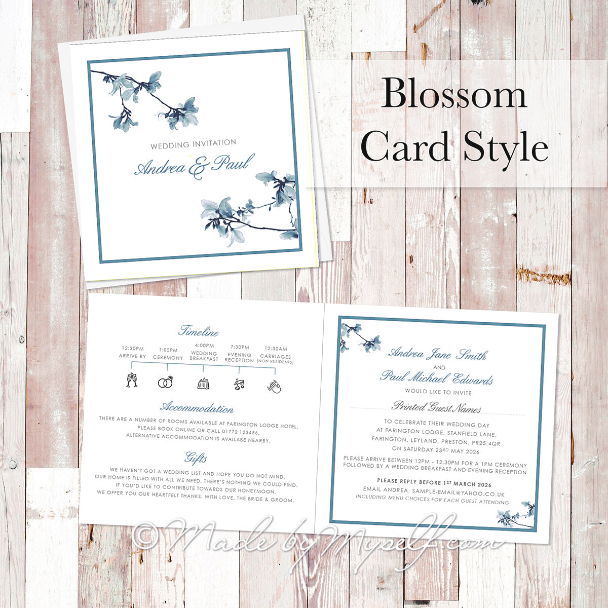 Blossom Card Style Wedding Invitation