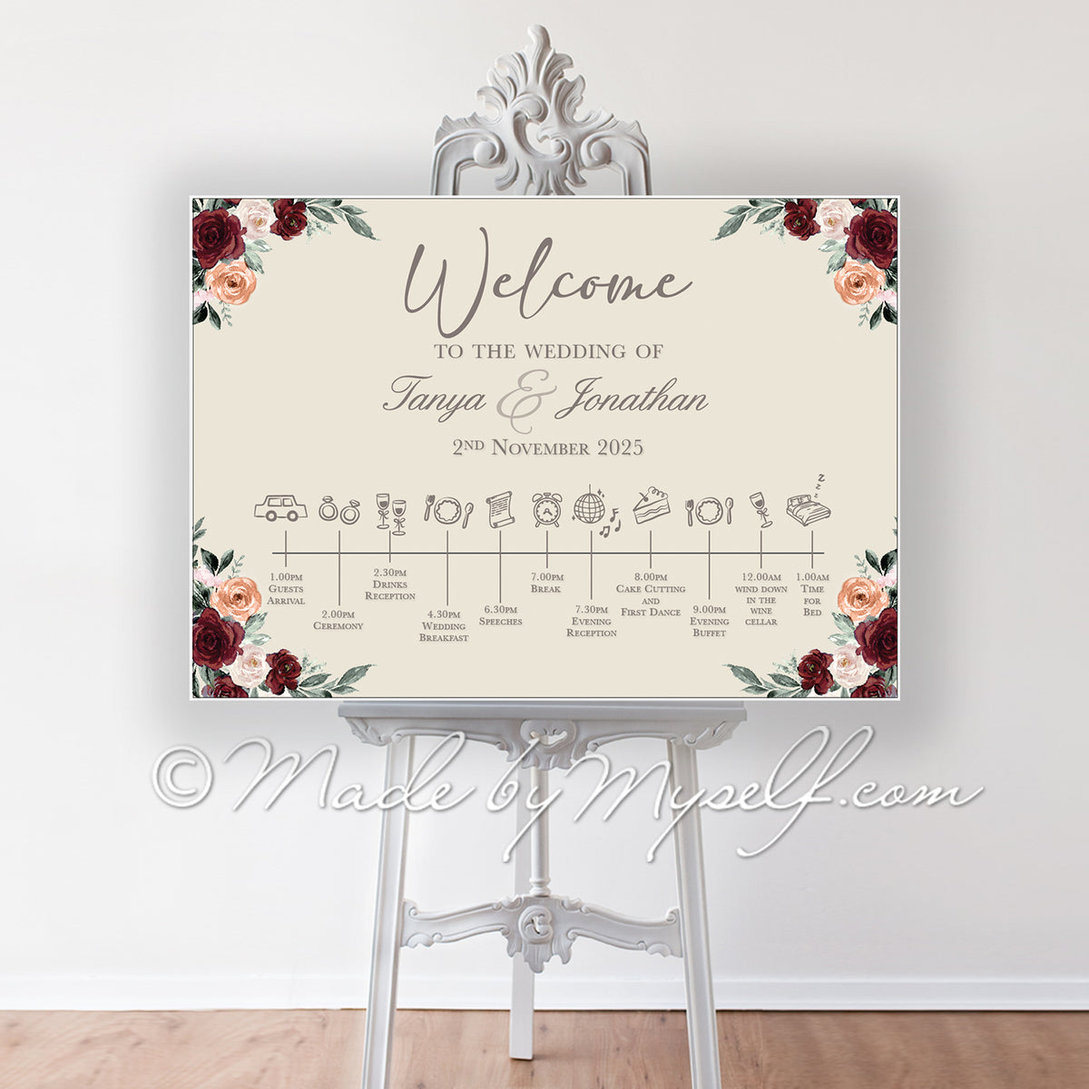 Fiore Welcome Sign including Timeline