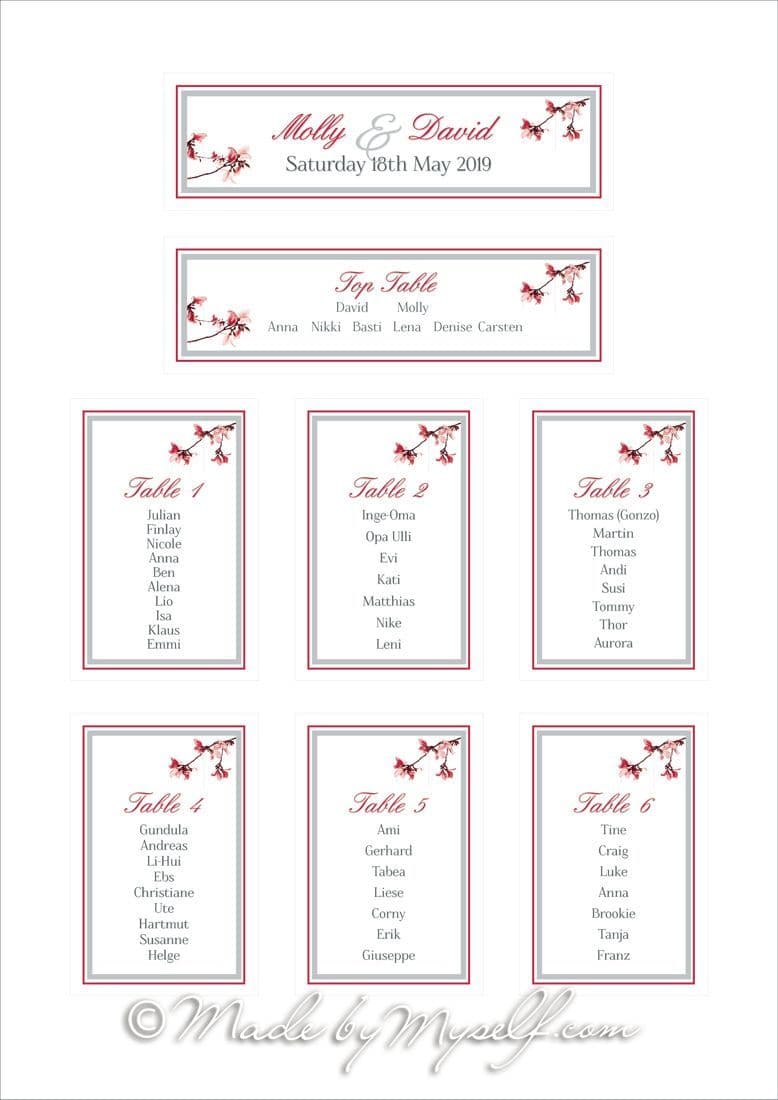 Blossom Seating/Table Plan