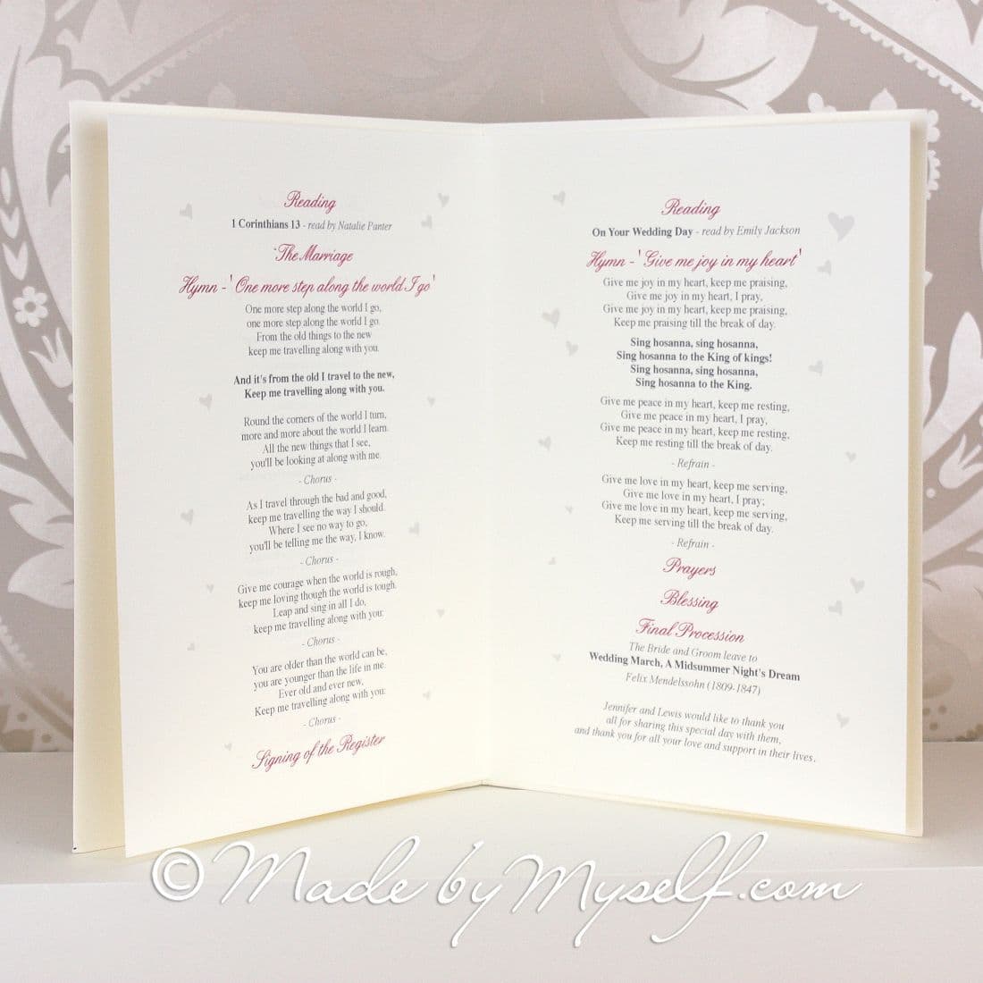 Butterfly Order of Service