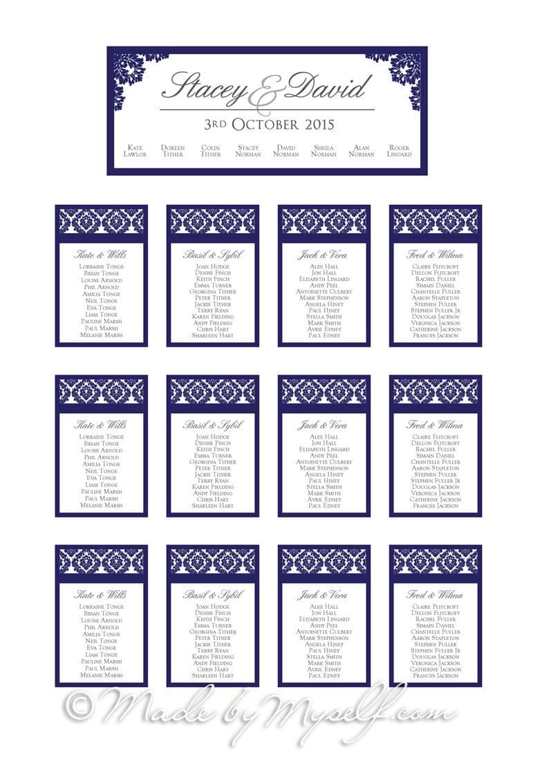 Damask Seating/Table Plan