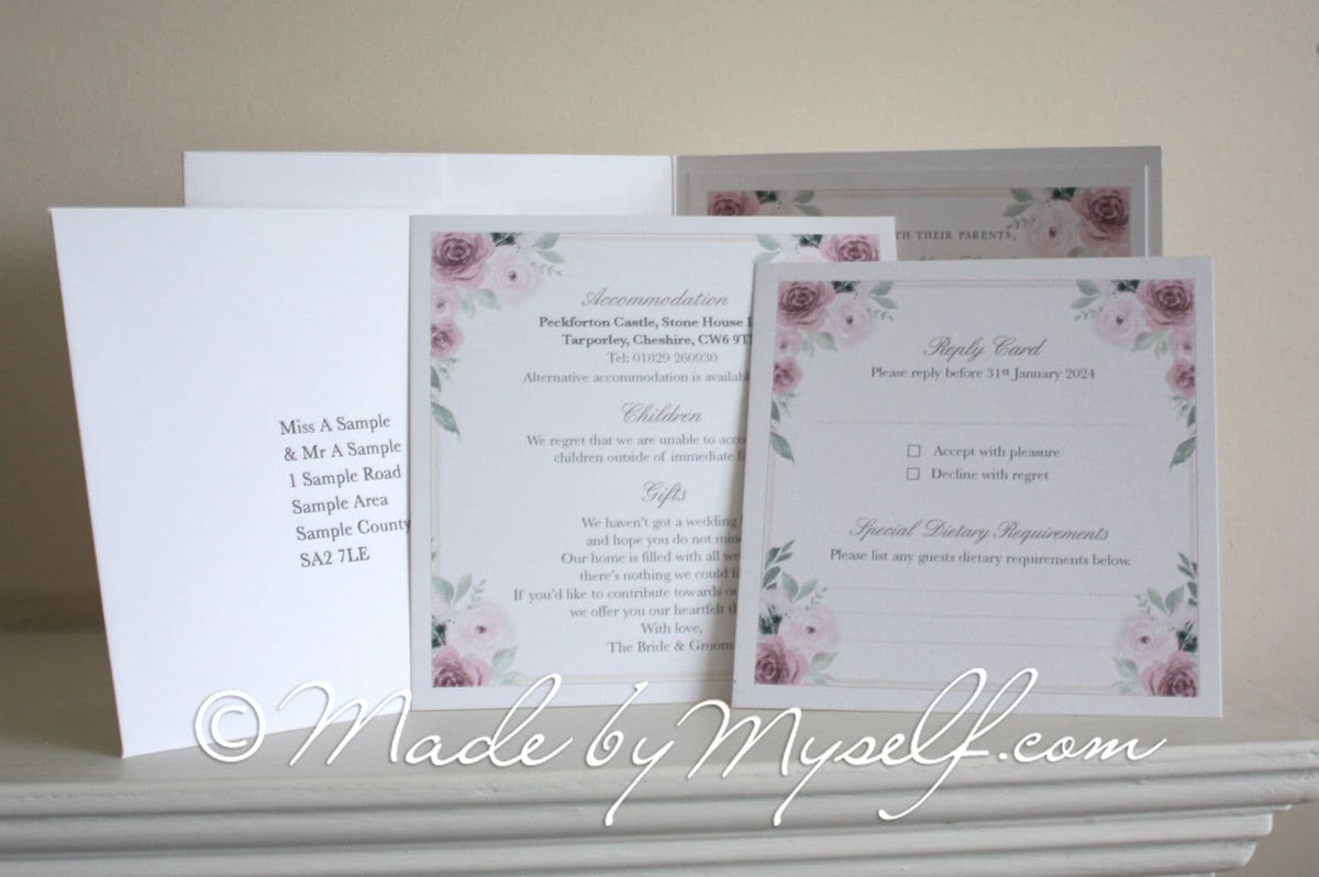 Fiore Peckforton Castle Pocketfold Wedding Invitation - Includes RSVP & Guest Information