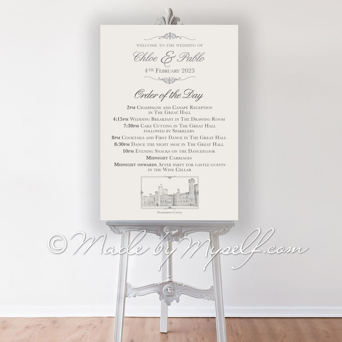 Peckforton Castle Venue Order Of The Day Sign