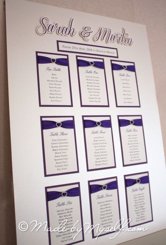 Amore Seating/Table Plan with 3D Bride & Groom Names
