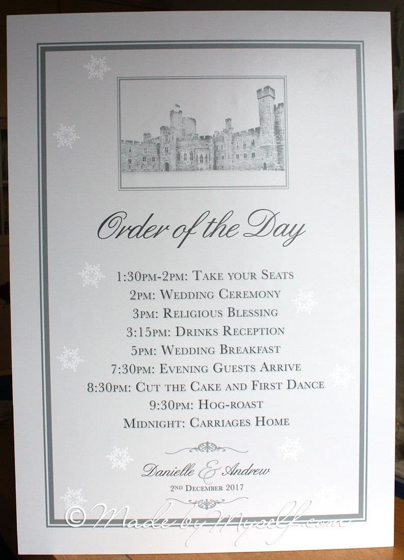 Bespoke Venue Order Of The Day Sign