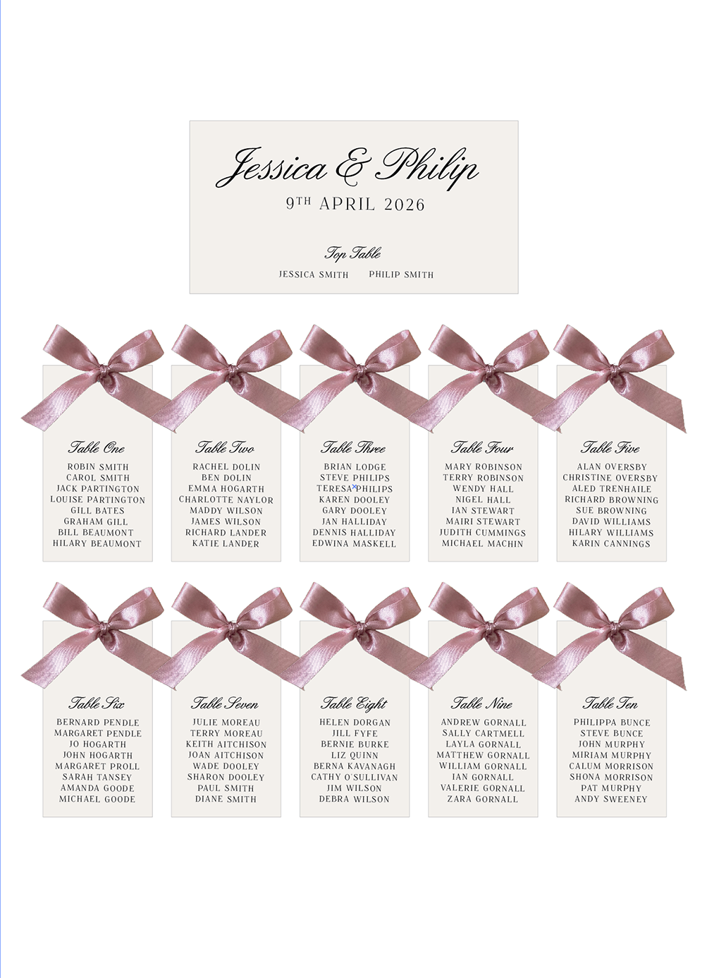 Bella Seating/Table Plan