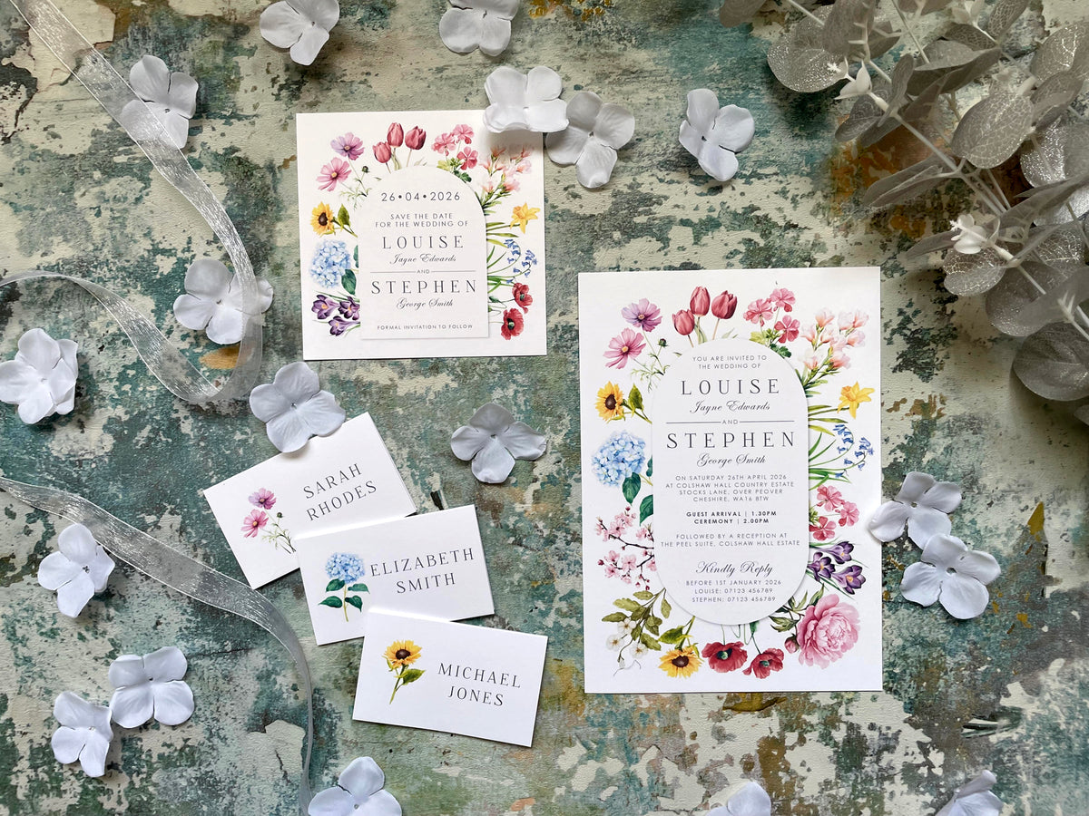 Bloom A5 Flat Card Wedding Invitation