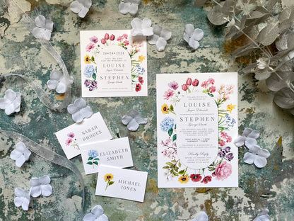 Bloom A5 Flat Card Wedding Invitation