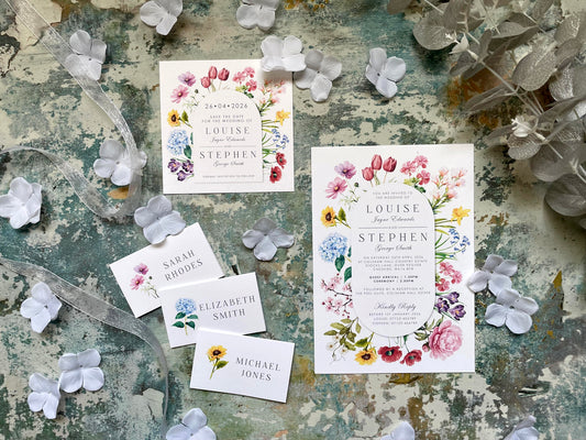 Bloom A5 Flat Card Wedding Invitation