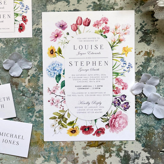 Bloom A5 Flat Card Wedding Invitation