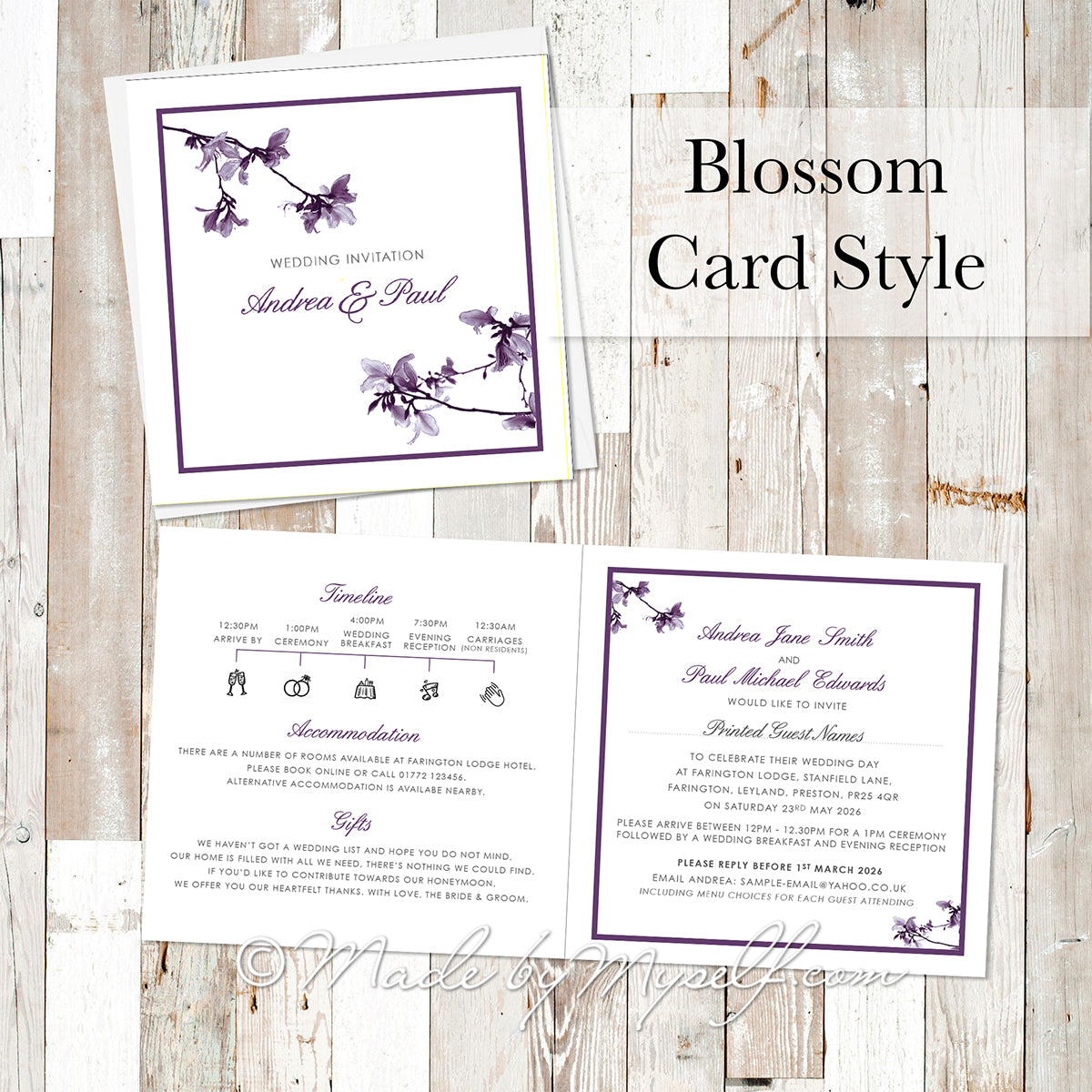 Blossom Card Style Wedding Invitation
