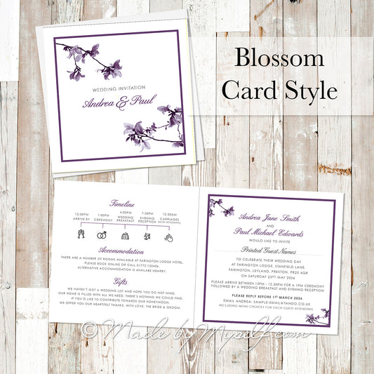 Blossom Card Style Wedding Invitation