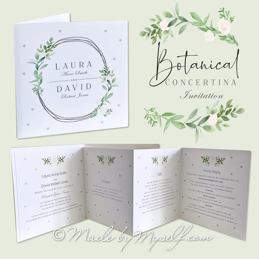 Botanical Card Style Wedding Invitation