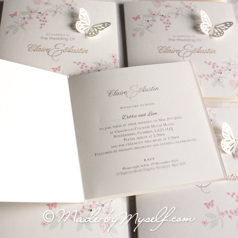 Butterfly Card Style Wedding Invitation