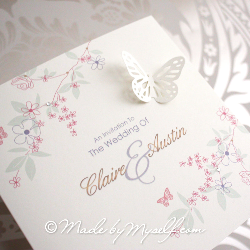 Butterfly Card Style Wedding Invitation