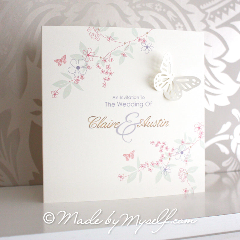 Butterfly Card Style Wedding Invitation