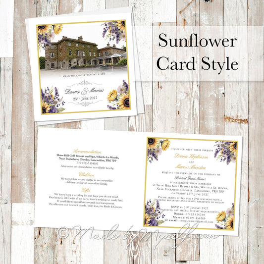 Sunflower Shaw Hill Wedding Invitation