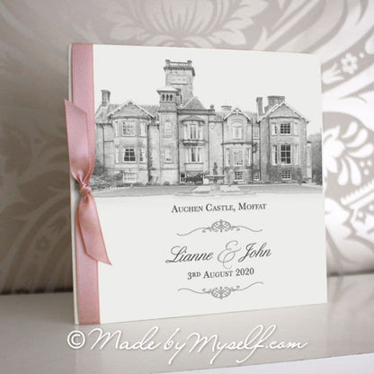 Auchen Castle, Moffatt Pocketfold Wedding Invitation - Includes RSVP & Guest Information