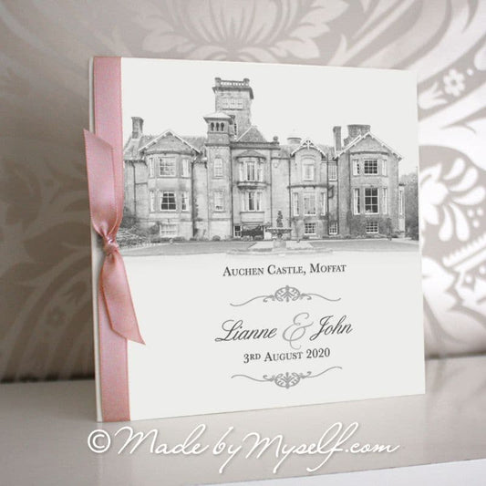 Auchen Castle, Moffatt Pocketfold Wedding Invitation - Includes RSVP & Guest Information