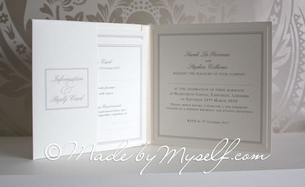 Bartle Hall, Lancashire Pocketfold Wedding Invitation - Includes RSVP & Guest Information