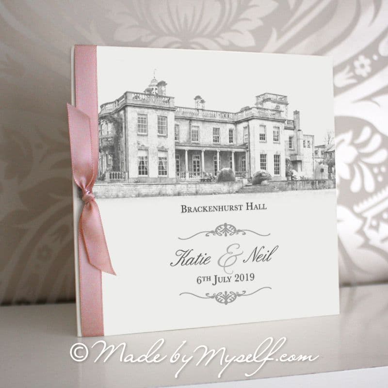 Brackenhurst Hall, Nottingham Pocketfold Wedding Invitation - Includes RSVP & Guest Information