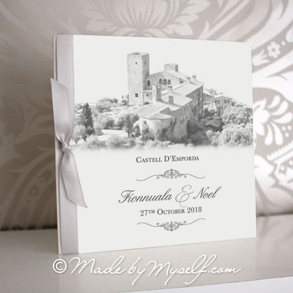 Castell D'Emporda, Costa Brava Pocketfold Wedding Invitation - Includes RSVP & Guest Information
