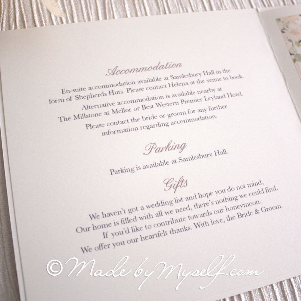 Bespoke Venue Card Style Wedding Invitation