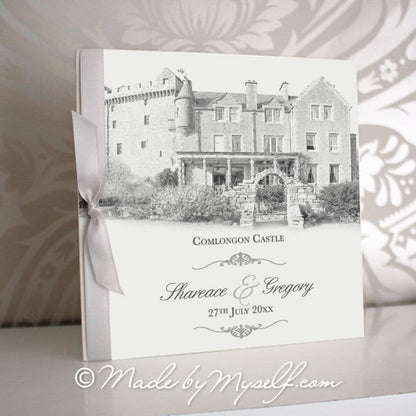 Comlongon Castle, Dumfries Pocketfold Wedding Invitation - Includes RSVP & Guest Information