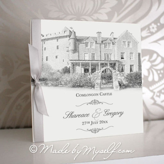 Comlongon Castle, Dumfries Pocketfold Wedding Invitation - Includes RSVP & Guest Information