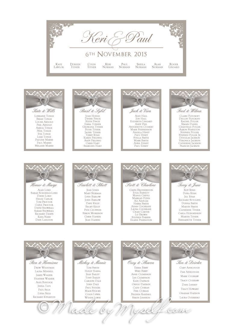 Damask Seating/Table Plan