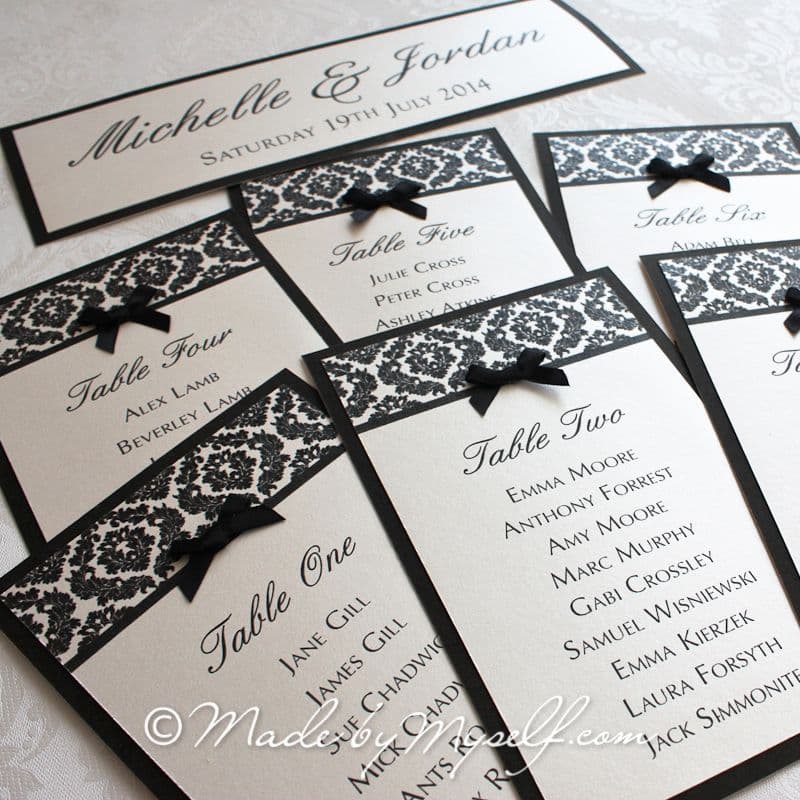 Damask Table Cards