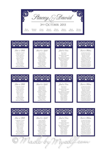 Damask Seating/Table Plan