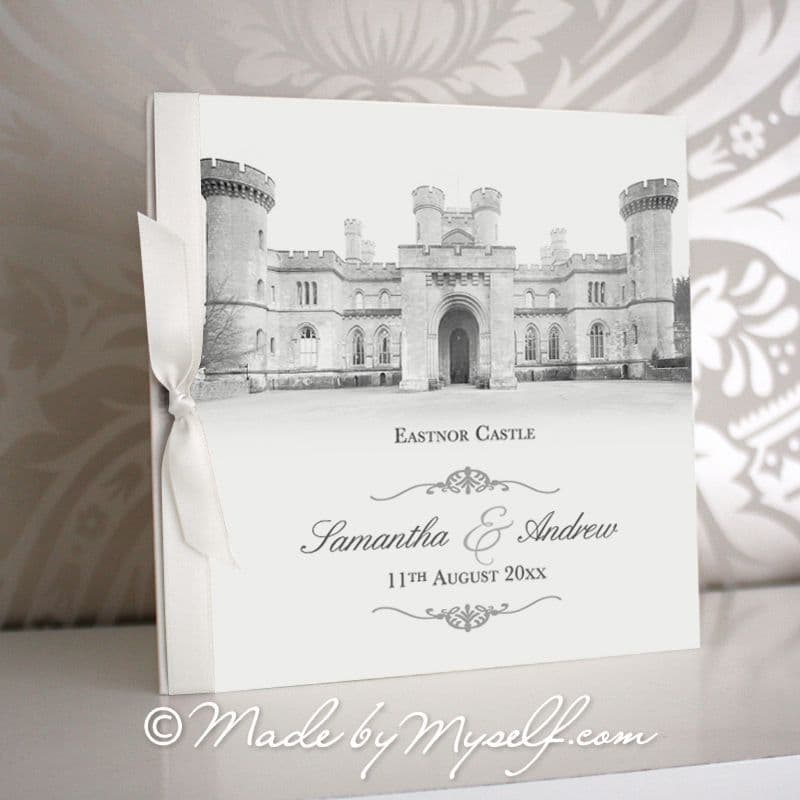 Eastnor Castle, Herefordshire Pocketfold Wedding Invitation - Includes RSVP & Guest Information
