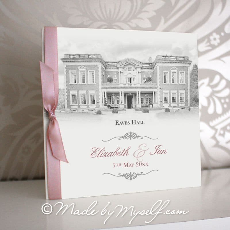 Eaves Hall, Clitheroe Pocketfold Wedding Invitation - Includes RSVP & Guest Information