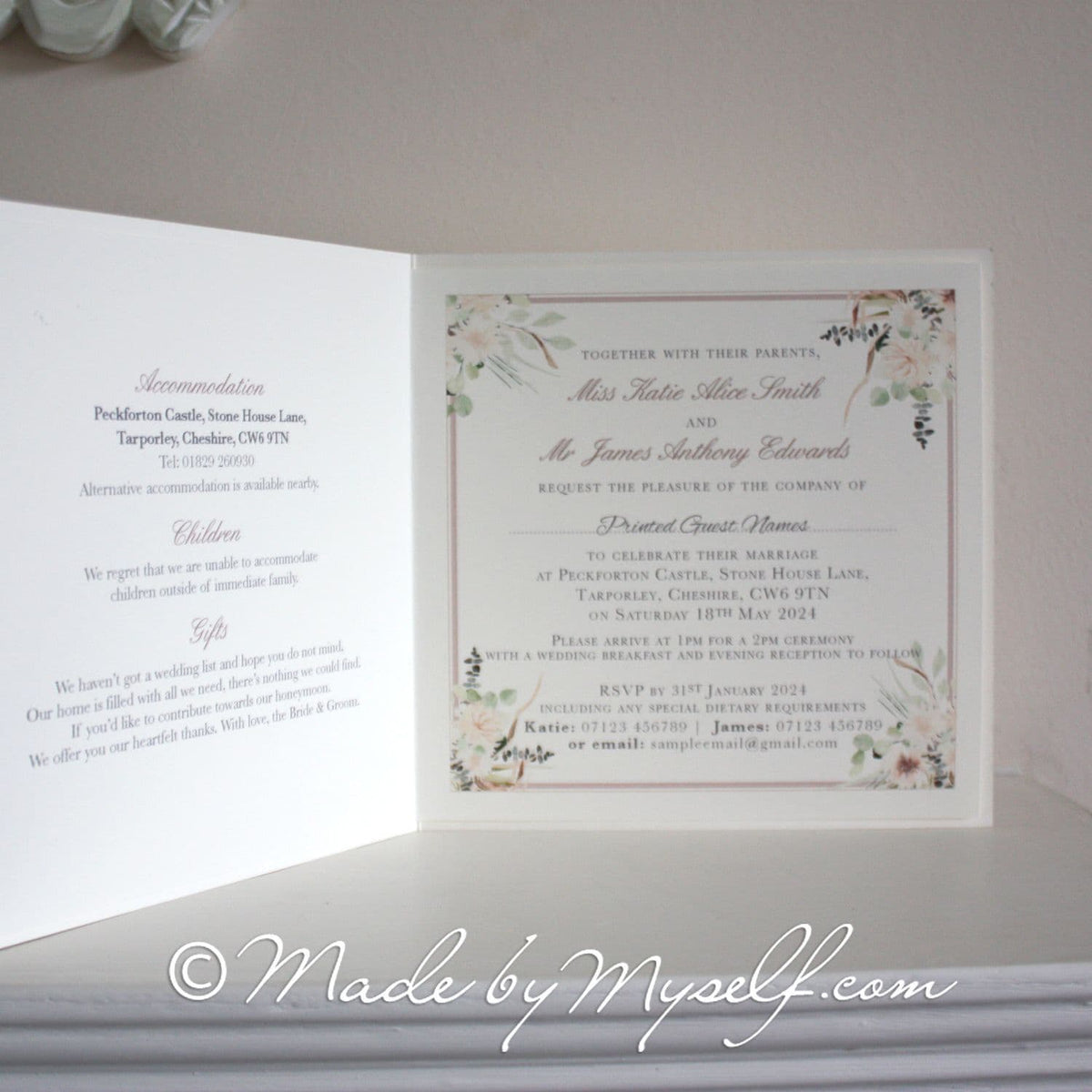 Peckforton Castle Wedding Invitation