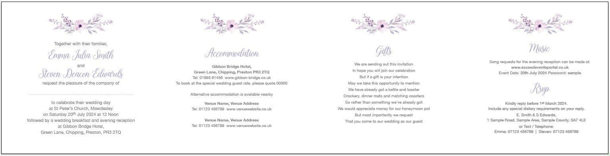 Florence Concertina Style Wedding Invitation