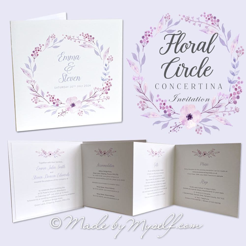 Florence Concertina Style Wedding Invitation