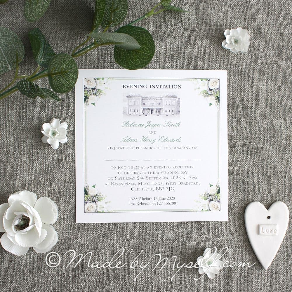 Bespoke Venue Flat Card Wedding Invitation