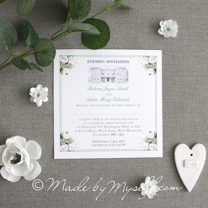 Bespoke Venue Flat Card Wedding Invitation
