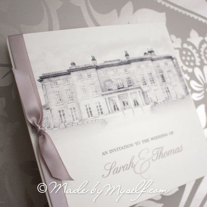 Haigh Hall, Wigan Pocketfold Wedding Invitation - Includes RSVP & Guest Information