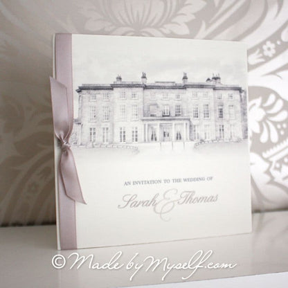 Haigh Hall, Wigan Pocketfold Wedding Invitation - Includes RSVP & Guest Information