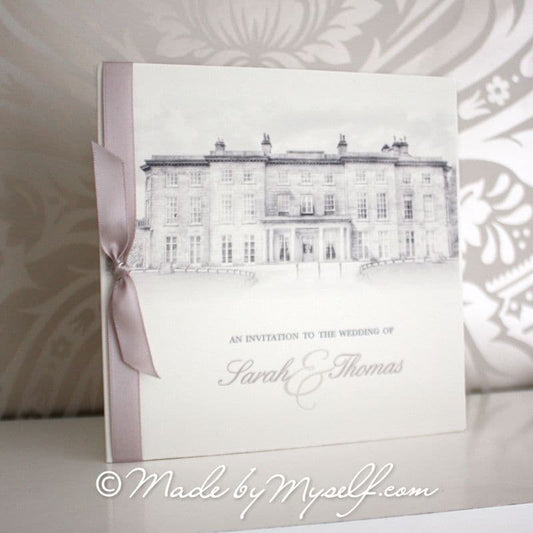 Haigh Hall, Wigan Pocketfold Wedding Invitation - Includes RSVP & Guest Information