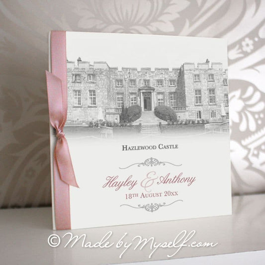 Hazlewood Castle, Yorkshire Pocketfold Wedding Invitation - Includes RSVP & Guest Information