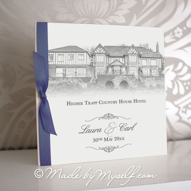 Higher Trapp Hotel, Lancashire Pocketfold Wedding Invitation - Includes RSVP & Guest Information
