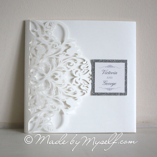 Juliette Lasercut Pocketfold Wedding Invitation - Includes RSVP & Guest Information