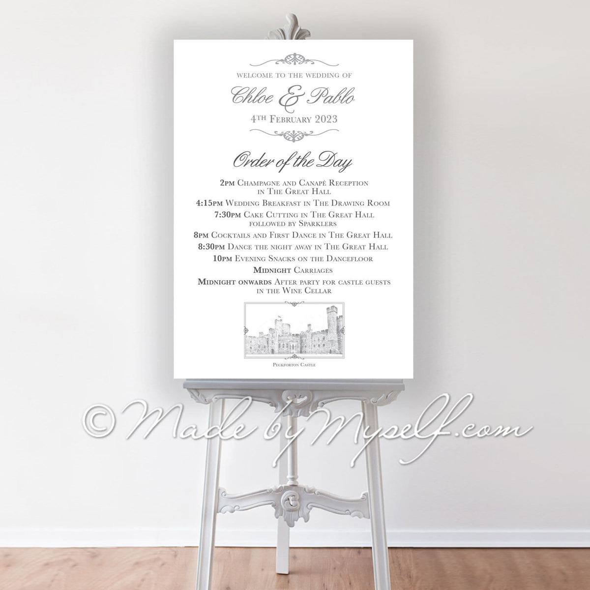 Peckforton Castle Venue Order Of The Day Sign