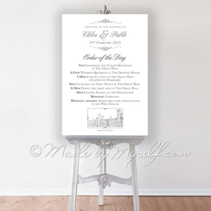 Peckforton Castle Venue Order Of The Day Sign