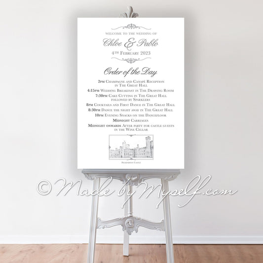 Peckforton Castle Venue Order Of The Day Sign
