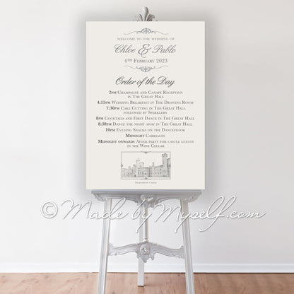 Peckforton Castle Venue Order Of The Day Sign
