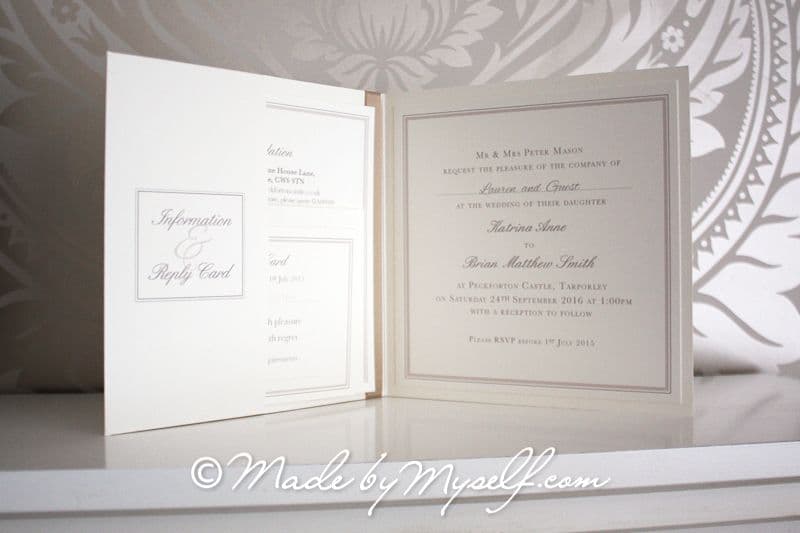 Peckforton Castle Pocketfold Wedding Invitation - Includes RSVP & Guest Information